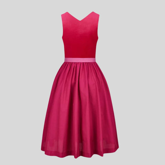 Women’s Pink & Rose Red Dirndl Dress | Traditional Bavarian Oktoberfest Outfit