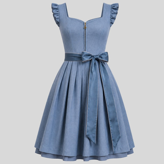 Dusty Blue Dirndl Dress | Traditional Bavarian Trachten Outfit, Folk Costume