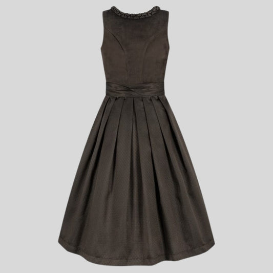 Dark Brown Velvet Dirndl Dress | Traditional Bavarian Folk Costume, Oktoberfest Trachten