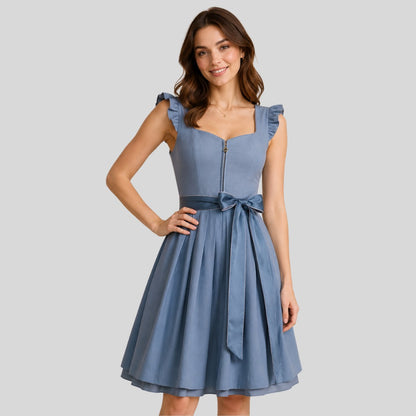 Dusty Blue Dirndl Dress | Traditional Bavarian Trachten Outfit, Folk Costume