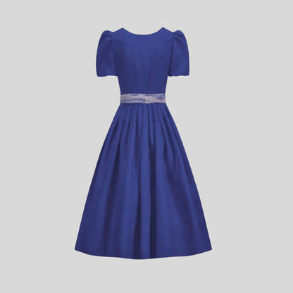 Authentic Blue Cotton Dirndl Dress | Traditional Bavarian Oktoberfest Costume with Blouse & Printed Apron