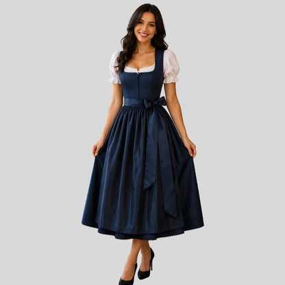 Navy Blue Dirndl Dress for Women | Bavarian Oktoberfest Outfit | German Trachten Dress
