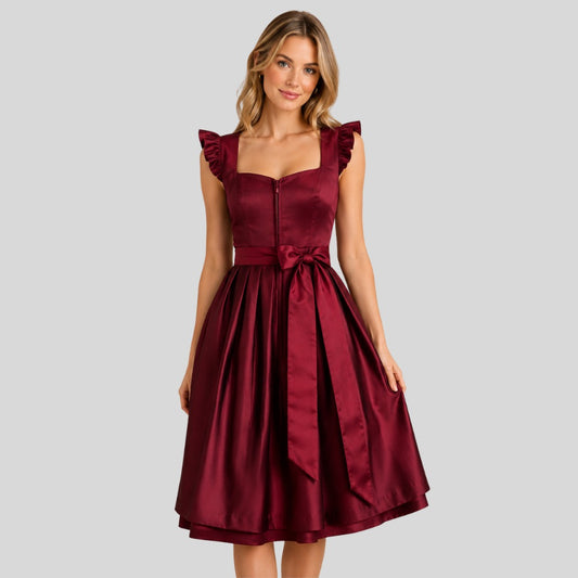 Bordeaux Dirndl Damen | Elegantes Trachtenkleid | Bayerisches Dirndl | Oktoberfest Kleid | Traditionelle Deutsche Tracht
