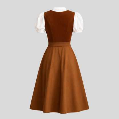 Brown Dirndl Dress for Women | Bavarian Oktoberfest Dress | Traditional German Trachtenkleid | Alpine Folk Costume