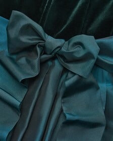 Dark Green Velvet Dirndl Dress with Teal Blue Skirt