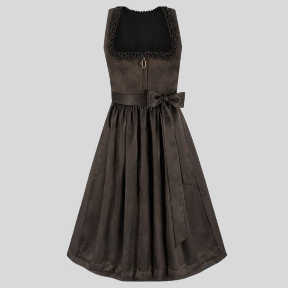 Dark Brown Velvet Dirndl Dress | Traditional Bavarian Folk Costume, Oktoberfest Trachten