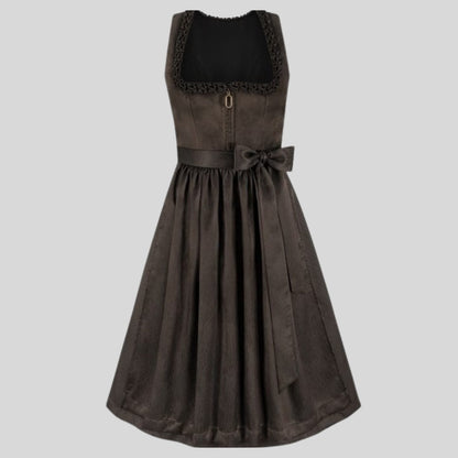 Dark Brown Velvet Dirndl Dress | Traditional Bavarian Folk Costume, Oktoberfest Trachten