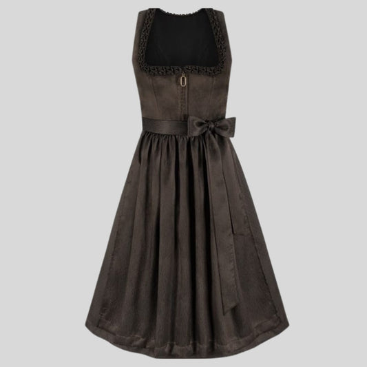Dark Brown Velvet Dirndl Dress | Traditional Bavarian Folk Costume, Oktoberfest Trachten