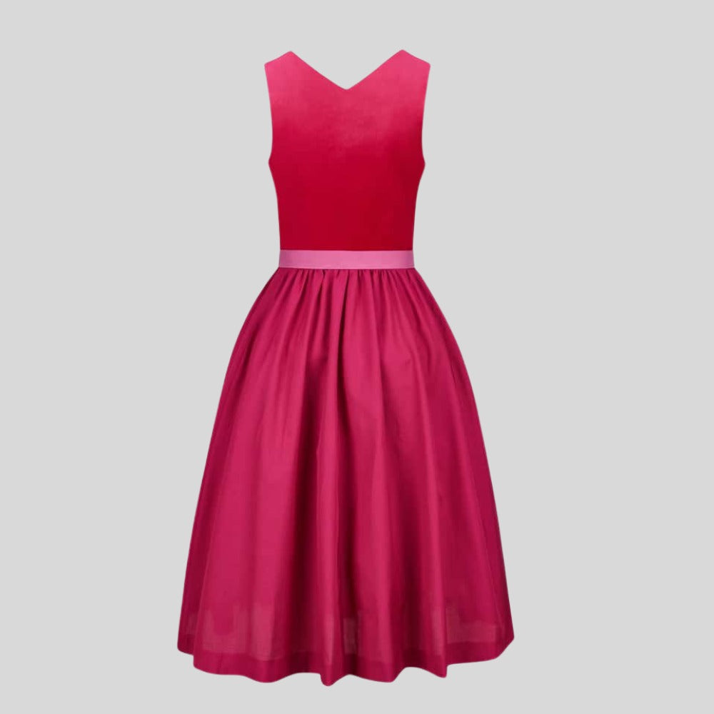 Women’s Pink & Rose Red Dirndl Dress | Traditional Bavarian Oktoberfest Outfit