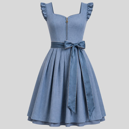 Dusty Blue Dirndl Dress | Traditional Bavarian Trachten Outfit, Folk Costume