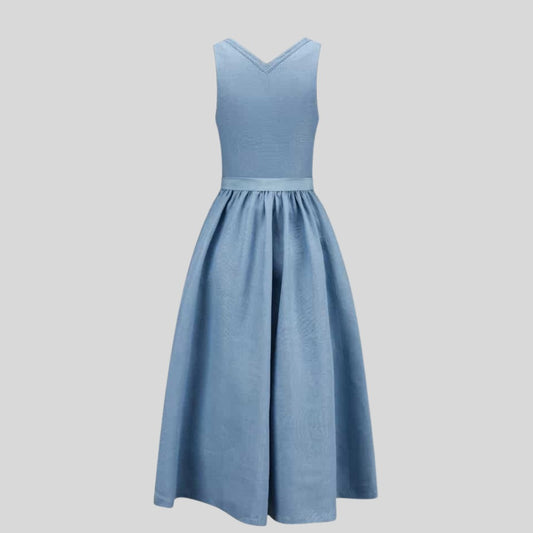 Light Blue Dirndl Dress | Traditional Bavarian Folk Costume, Midi Skirt