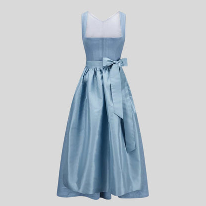 Light Blue Dirndl Dress | Traditional Bavarian Folk Costume, Midi Skirt