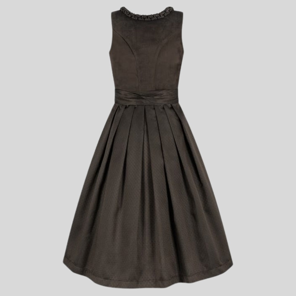 Dark Brown Velvet Dirndl Dress | Traditional Bavarian Folk Costume, Oktoberfest Trachten