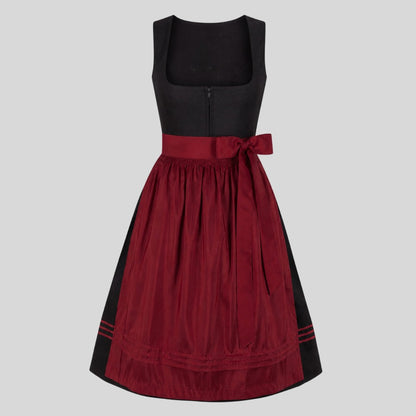 Black Burgundy Dirndl Dress | Traditional Bavarian Oktoberfest Trachten Costume