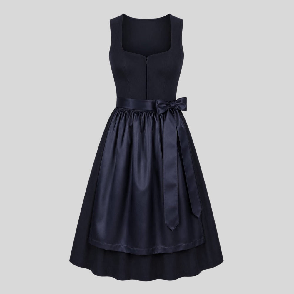 Navy Blue Velvet Dirndl Dress