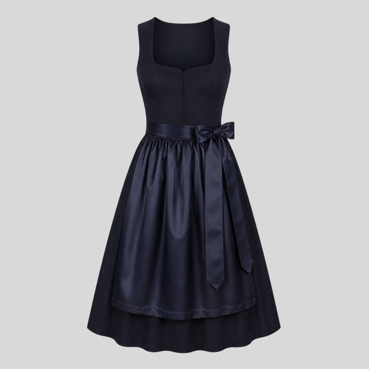 Navy Blue Velvet Dirndl Dress